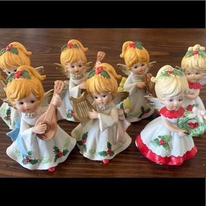 7 Vintage Homco Ceramic Christmas Angels